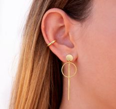 Bar and Hoop Earrings â€“ Gold Plated Geometric Long Earrings | Modern Minimalist Jewelry
